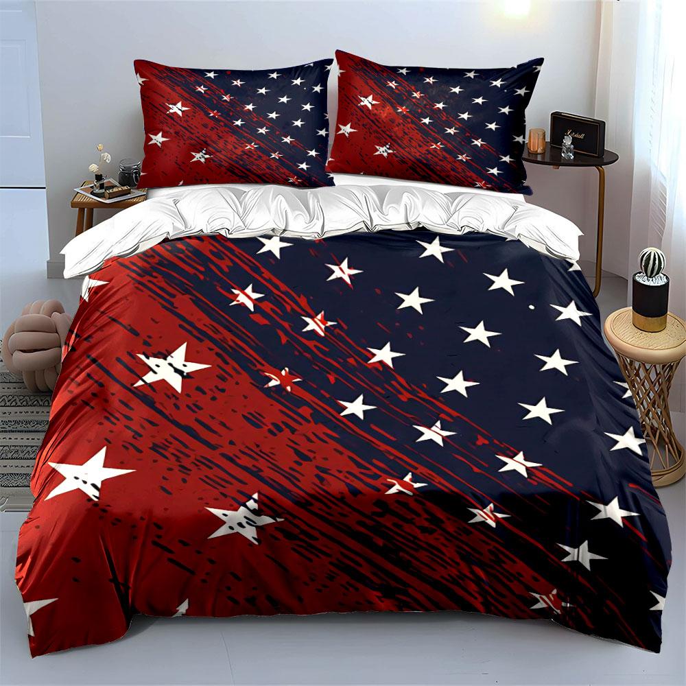 American Flag Star Bedding Set Bedding Duvet Cover Set Duvet Cover Pillowcases (1 * Duvet Cover 2 * Pillowcases, Without Duvet Insert)