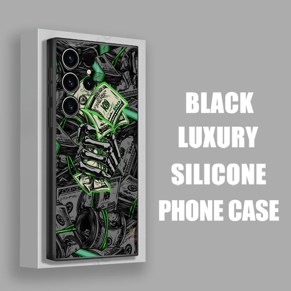 Black Dollar Time is Money Phone Case For Samsung Galaxy S26 Ultra Cases S25 FE S24 S23 S21 Ultra S20 S24 FE S22 S26 Plus Cover