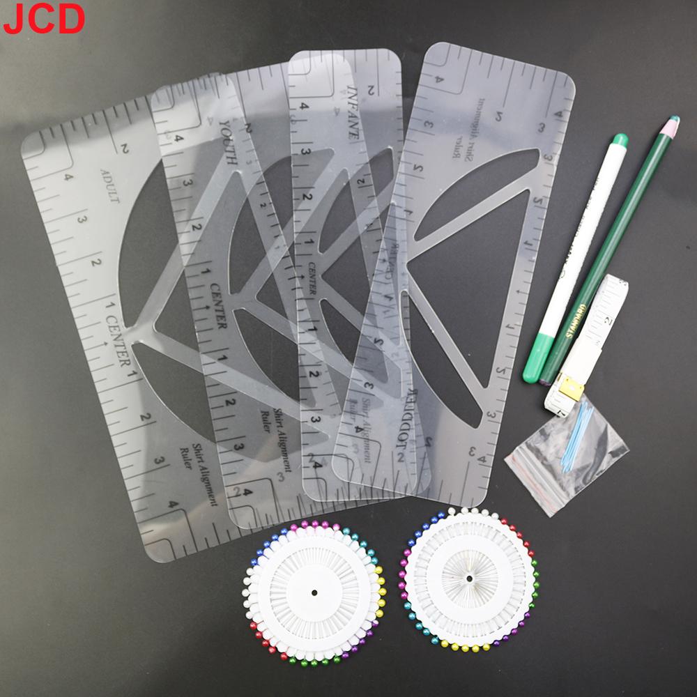 

JCD T-Shirt Ruler Guide Shirt Alignment Tool PVC Measuring Ruler Ruler with Clothing Size Chart for Adult Youth Toddler Infant