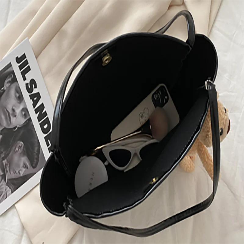 Vintage Women's Bag Large Capacity Leather Tote Handbag Korean Shoulder Bags For Female Daily Commuting