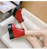 2025 New 12CM High Heel Platform Ankle Boots Women Genuine Leather Round Toe Creepers Thick Sole Oxfords Party Pumps Punk Goth