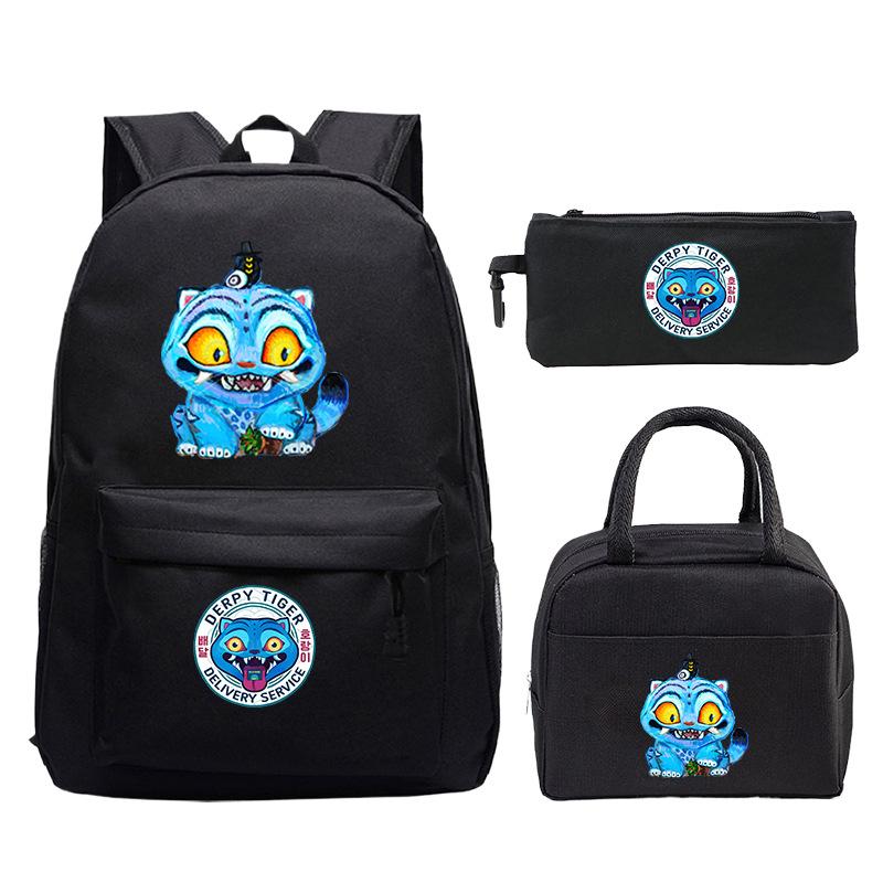 Demon Hunters Printed Children's Backpack Three-piece Campus Fashion Primary and Secondary School Students Large Capacity School Bag