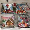 Christmas Pillow Cover Holiday Decoration Oil Painting Style Realistic Sofa Cushion Cover Bedroom Pillow
