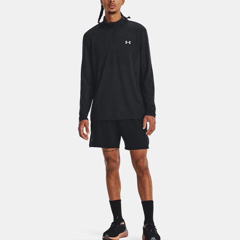 Under Armour Solid Color Stand Collar Pullover Long Sleeve T-Shirt Men Tops Black 1378168-001