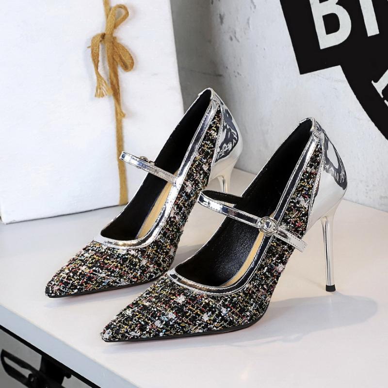 

Fashion French Small-Flavored Pointed High Heels Thin Heels Super High Heels One-Tip Straps Temperamental Banquet Shoes For Women 35