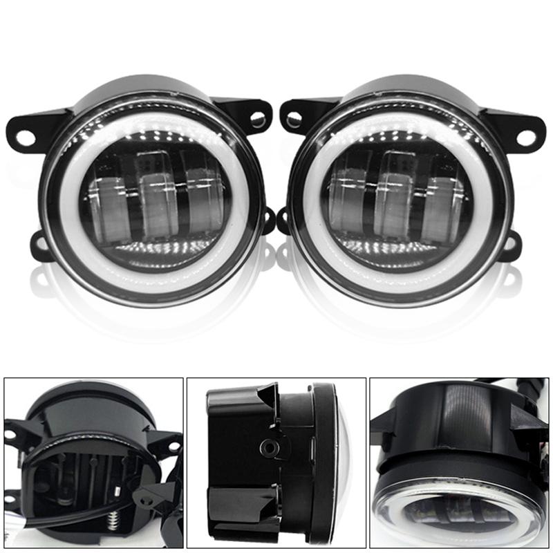 3.5 Inch / 4 Inch LED Fog Light DRL Round Angel Eyes Assembly White And Yellow Light Auto Car Fog Lamp