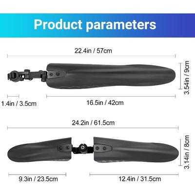 Mountain Bike Fender Kit 22/24/26/27.5inch Screw Fixed MTB Universal Mudguard Widen Extension Mud Protector Bicycle Accessories
