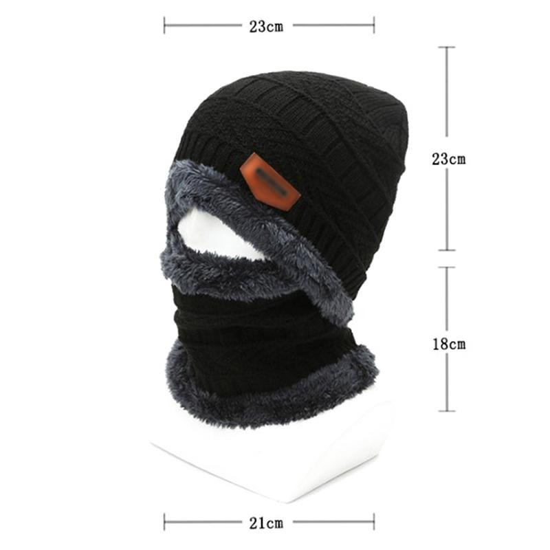 Neuer Strickfleece-Schal Wintermütze Weiche Herren- und Damen-Beanie Warme Mütze Verdickung Plus Samt Lockere Wintermütze mit Schal