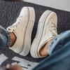 Men's Platform Canvas Shoes Spring Autumn New Height Increase Non Slip Half Slippers Comfortable Fashion Cross Tied Casual Flats