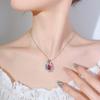 New Necklace Hanging Jewelry Simulation Red Corundum Blue Spinel Crystal European and American Style High-end Light Luxury Fashion Women's Necklace