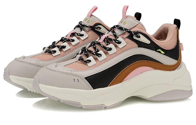 Li Ning Aurora WindWalker Cushioning, Wear Resistant Low top Athletic Shoes Women's Black Gray Brown AGCP298-3