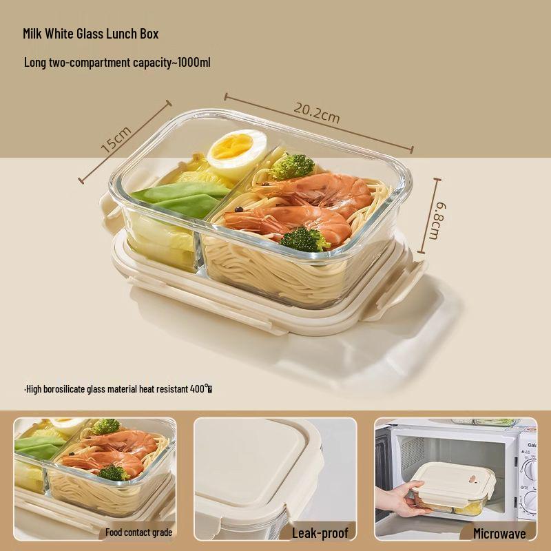 Ciotola Bento in Vetro per Microonde - Resistente alle Alte Temperature, Grande Capacità, Pranzo Ermetico