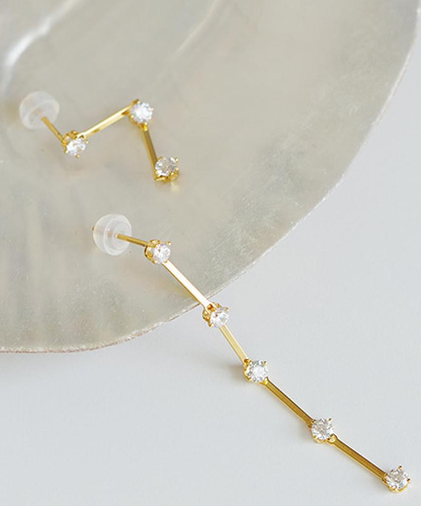 Alleun Silver 925 Cubic Drop Asymmetrical Earrings