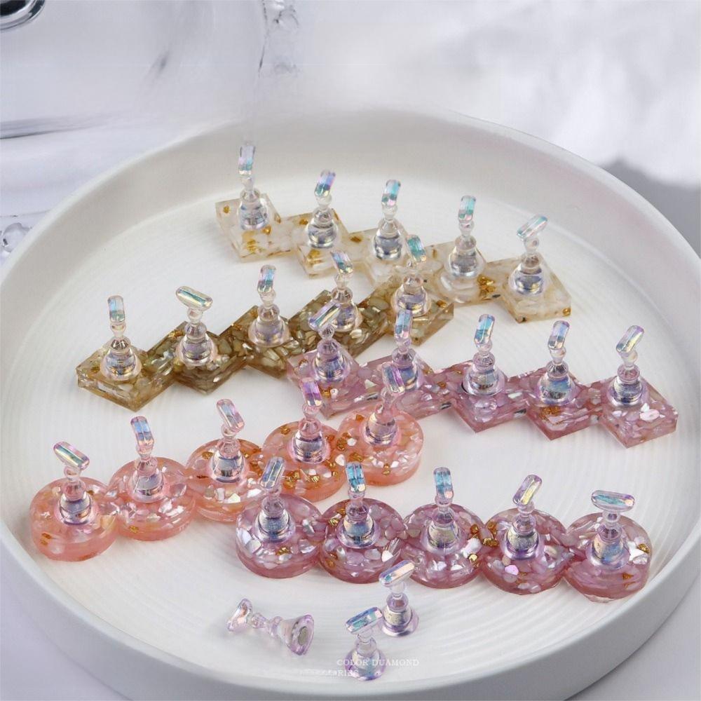 5 Nail Holders Acrylic False Nail Stand Square/Round Base Nail Tips Display Kit  Beginner