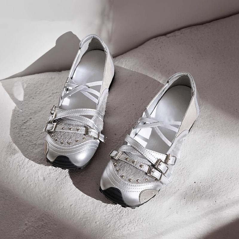 Vintage Belt Buckle Sports Mary Jane Shoes Women's Summer New Flat Ballet Single Shoes Women