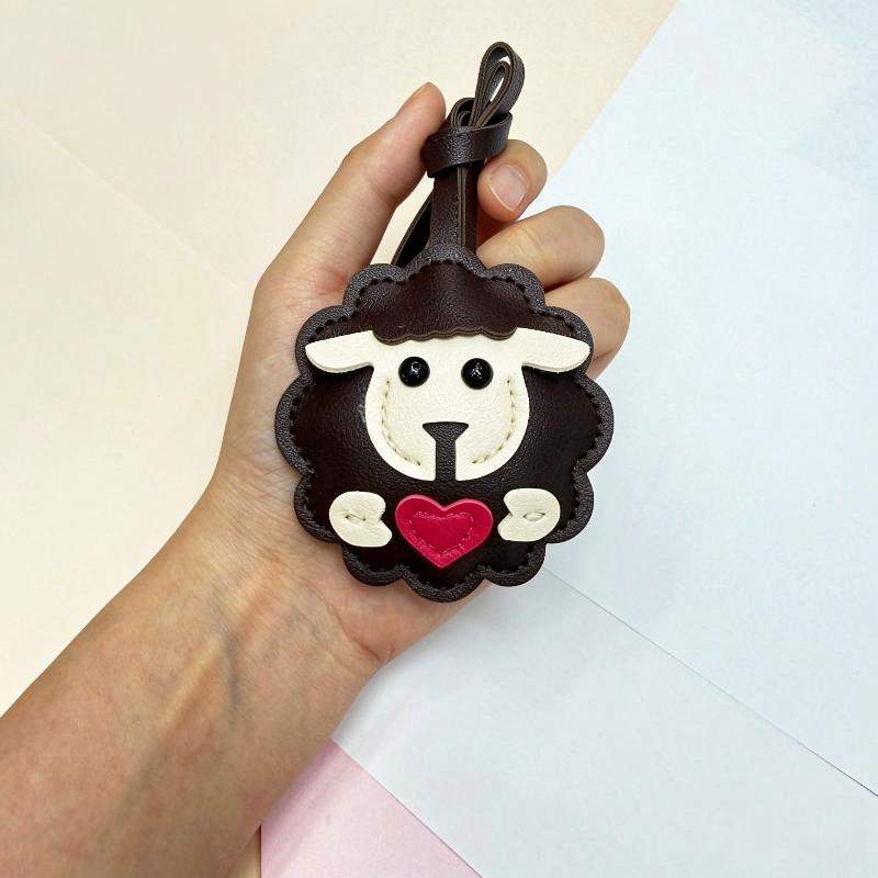 Cute Leather Sheep Shape Bag Charm For Backpack Purse Decor Sheep Hanging Ornament For Girls Gift