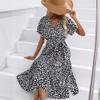 Summer Women's Floral Split V-neck Dress European American Style Casual Fashion Dress