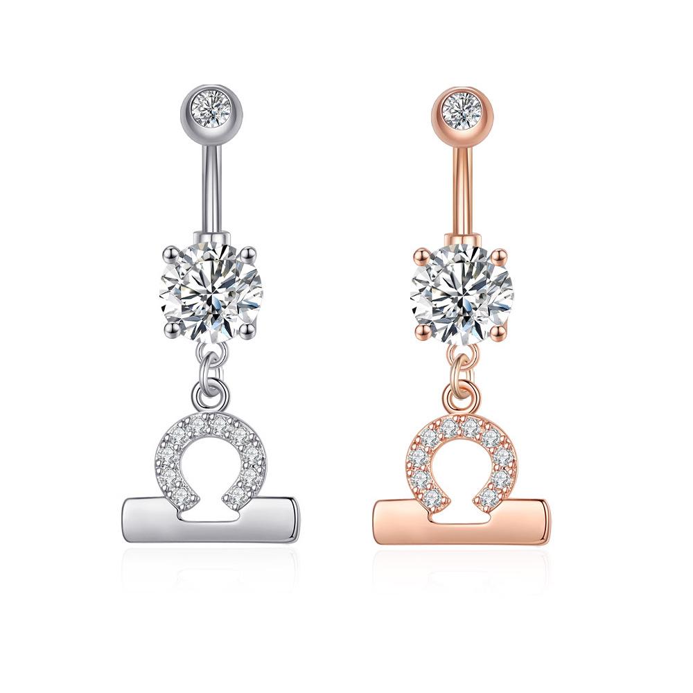 Zircon Belly Button Ring - Twelve Constellations Design