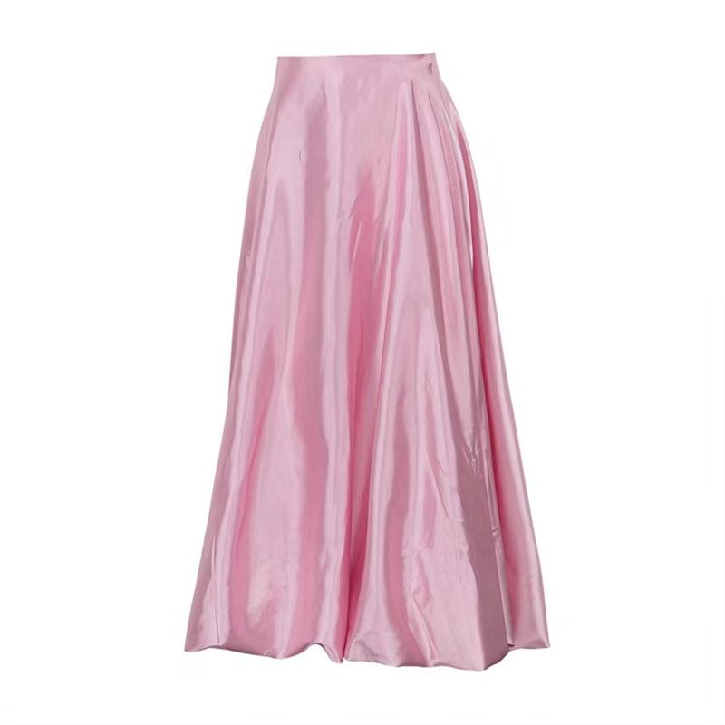 

Fashion Style High Waist Drooping Skirt Casual Pettiskirt High Waist Casual Puffy Skirt Pink L