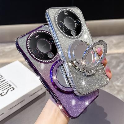 Diamantový třpytivý Magsafe zrcadlový magnetický držák pouzdro pro Huawei Mate 60 50 40 Pro silikonový kryt