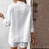 Women's  Color Casual Shirt Collar Casual Two-piece Set