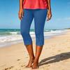 Damen Mode Einfarbig Elastische Taille Caprihose Schmal Geschnitten Spitze Besatz Leggings Freizeit Sporthose