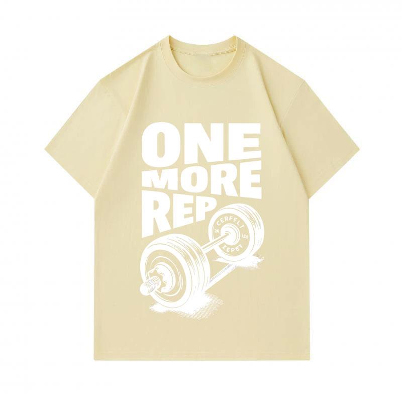 Men's 100% Cotton Crew Neck Short Sleeve T-Shirt, One More Rep Dumbbell Print Casual Workout Gym Fitness Tees Breathable Comfortable Athletic Tops for
