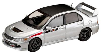 HJ64 164 Mitsubishi Lancer Evolution 9 MR GSR JDM Custom with Engine Display Model, Cool Silver Metallic, Finished Product