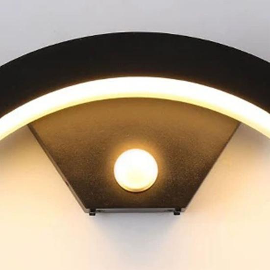 Moon-Shaped Wall Light with Motion Sensor 18W 2160LM Waterproof LED Porch Lamp for Garden Patio Garage Modern Exterior Lighting for House