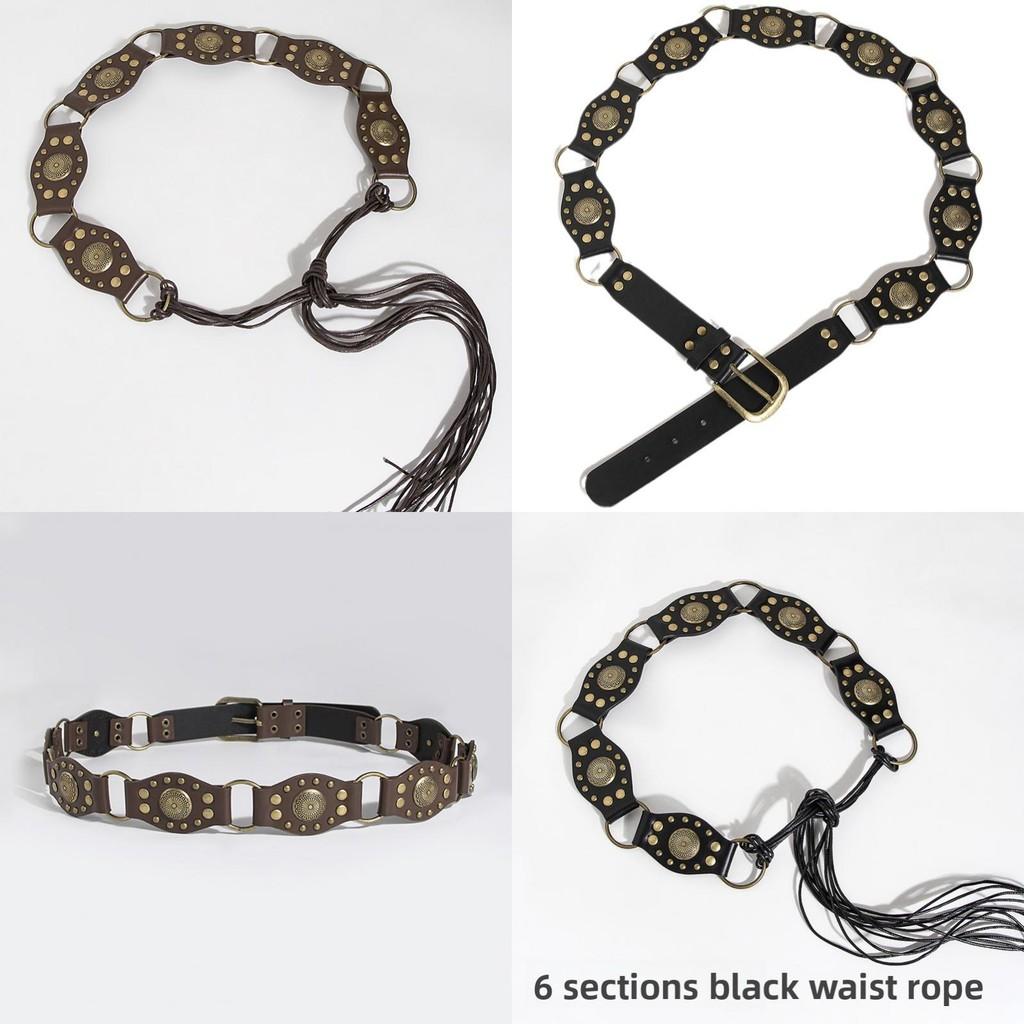 Vintage Western Style Faux Leather Belt With Spliced Carving And Unique Buckle For Fashion Women