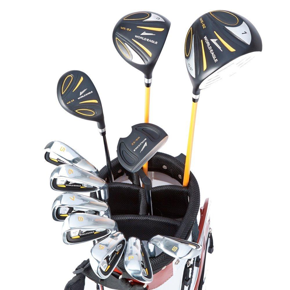 

Набор из 11 клюшек для гольфа WORLD EAGLE Stand Bag 5Z-Black для мужчин [правая/юбка] + WE-F-01 [белая/красная]