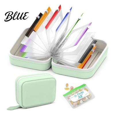Vitamin Organizer Travel Pill with 14PCS Clear Zipper Bags Inside Medicine Case Customizable Waterproof Portable Storage Holder for Daily Supplements