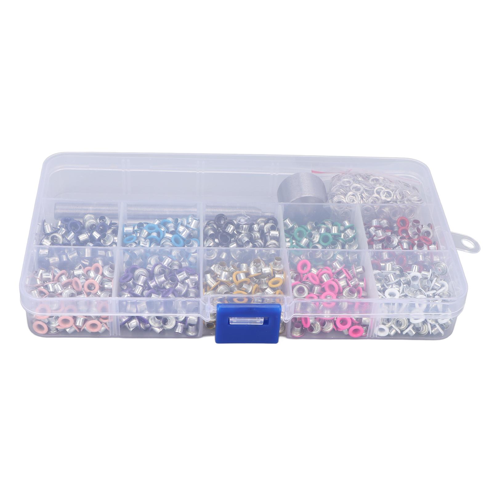 

1000pcs Grommet Tool Kit Iron Plastic Material DIY Making 3mm 0.1in 10 Color Plating Eyelets Set for Crafts Shoes