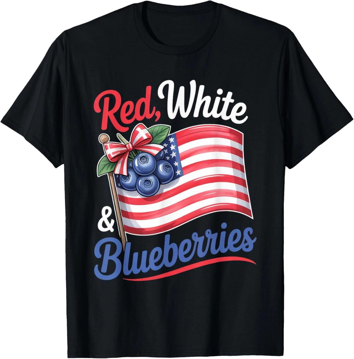 Red White & Blueberries Coquette Flag Bow T-Shirt unisex T-Shirt 3XL
