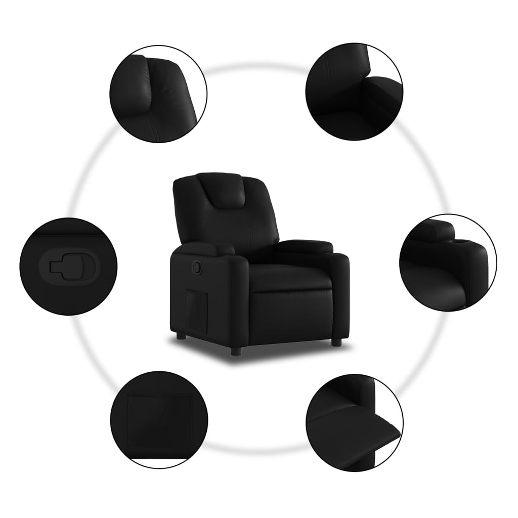 Recliner Chair Artificial Leather Black