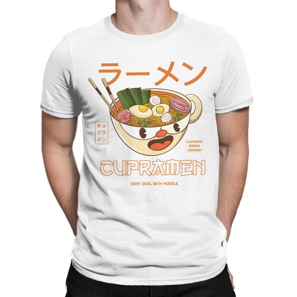 Cupramen Cuphead T-shirt Été Hip Hop T-shirts Homme Coton Col Rond Oversize Manches Courtes Y2K T-shirt Drôle