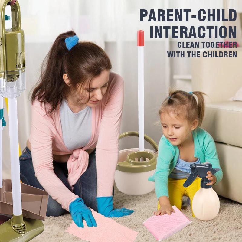Simulation Housework Cleaning And Hygiene Cart Tool Set Kids Toys Sanitation Playing House Toys Parent-Child Interaction Game