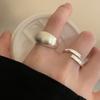 Matte Silver Color Unique Oval Simple Ring for Women Jewelry Finger Adjustable Open Vintage Ring for Party Birthday Gifts