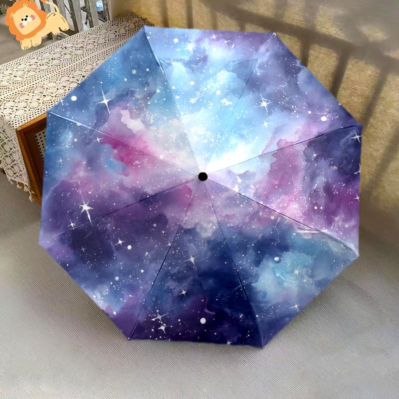 Starry Sky Puzzle Pattern, Automatic Folding Umbrella, Portable and Foldable Design, 8 Ribs, a Christmas or Birthday Gift.