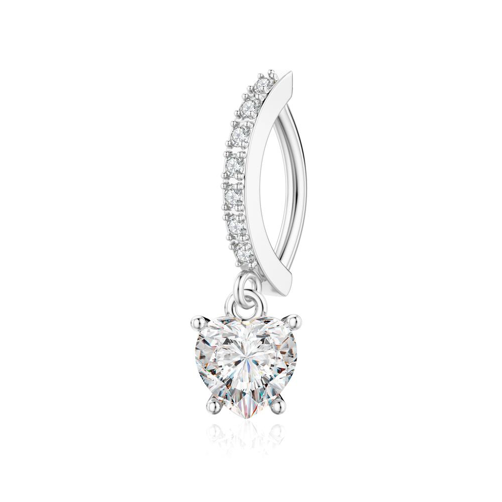 14G Curved Belly Clicker Stainless Steel Butterfly Heart Dangled Crystal CZs Belly Button Rings for Women Navel Clicker Ring