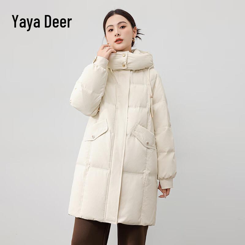Yalu Women's Mid-Length Detachable Hooded Down Jacket