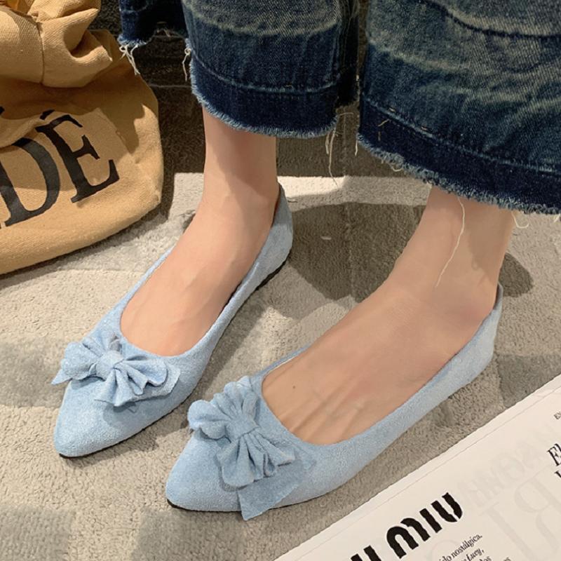 women fashion light weight bow tie slip on flat shoes for office ladies green summer shoes mocasines mujer a5976