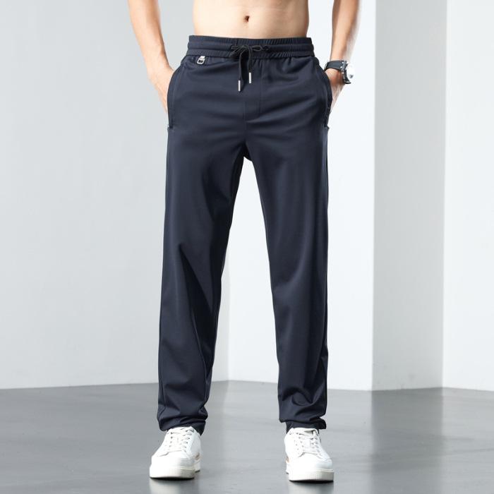 Mulberry silk sports casual pants men's high-end business small pants vertical loose straight ice silk pants casual pants men