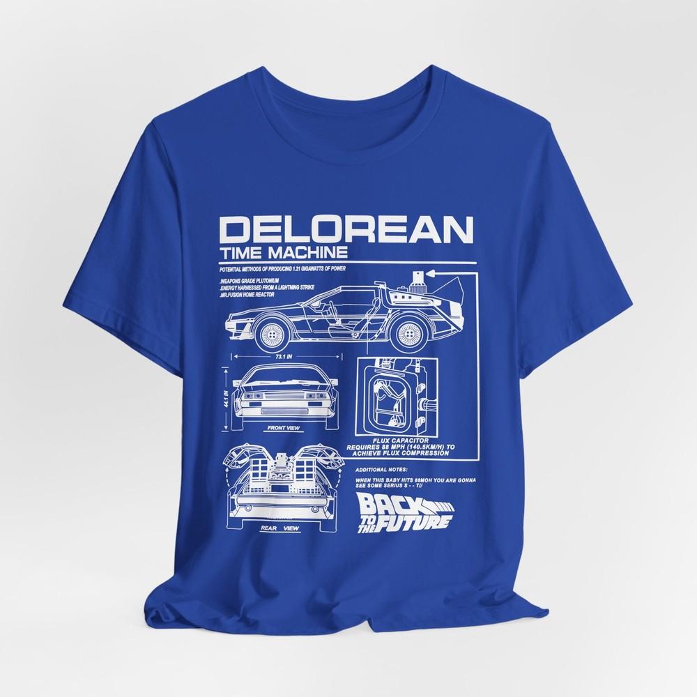 DeLorean Time Machine Blueprint TShirt Unisex Retro Tee Engineering Look S