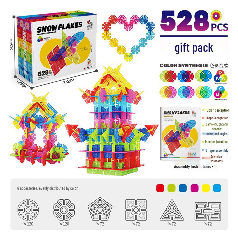 Yin Er Le Crystal Snowflake Blocks Educational Toy for Kids - Large Particle Assembly Gift