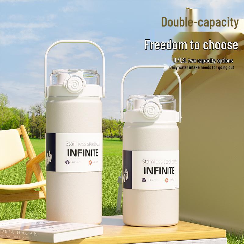 316 Edelstahl Isolierter Doppelnutzungs-Trinkbecher - Große Kapazität Tragbarer Kessel für Studenten