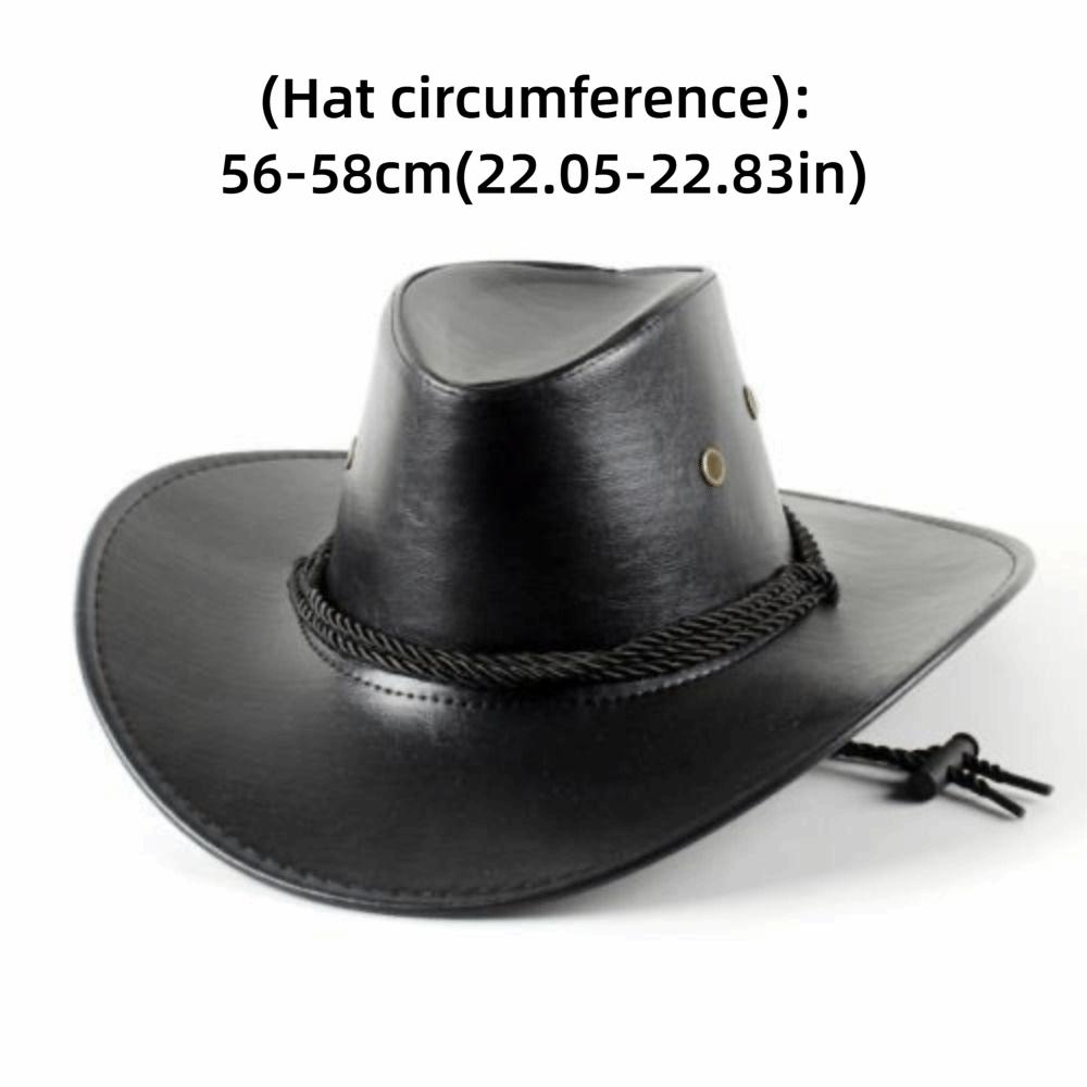 Faux Leather Fedora Sun Hat Wide Curved Brim Wide Brim Cap Vintage Cowgirl Hat  Outdoor Travel