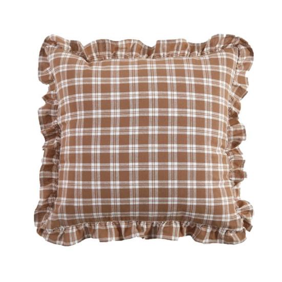Copricuscino Decorativo a Volant per Divano Letto Quadrato, Federa a Quadri in Cotone con Bordo Arricciato, Cuscini Monocolore 18x18 Pollici 20x12 Copertura Decorativa per