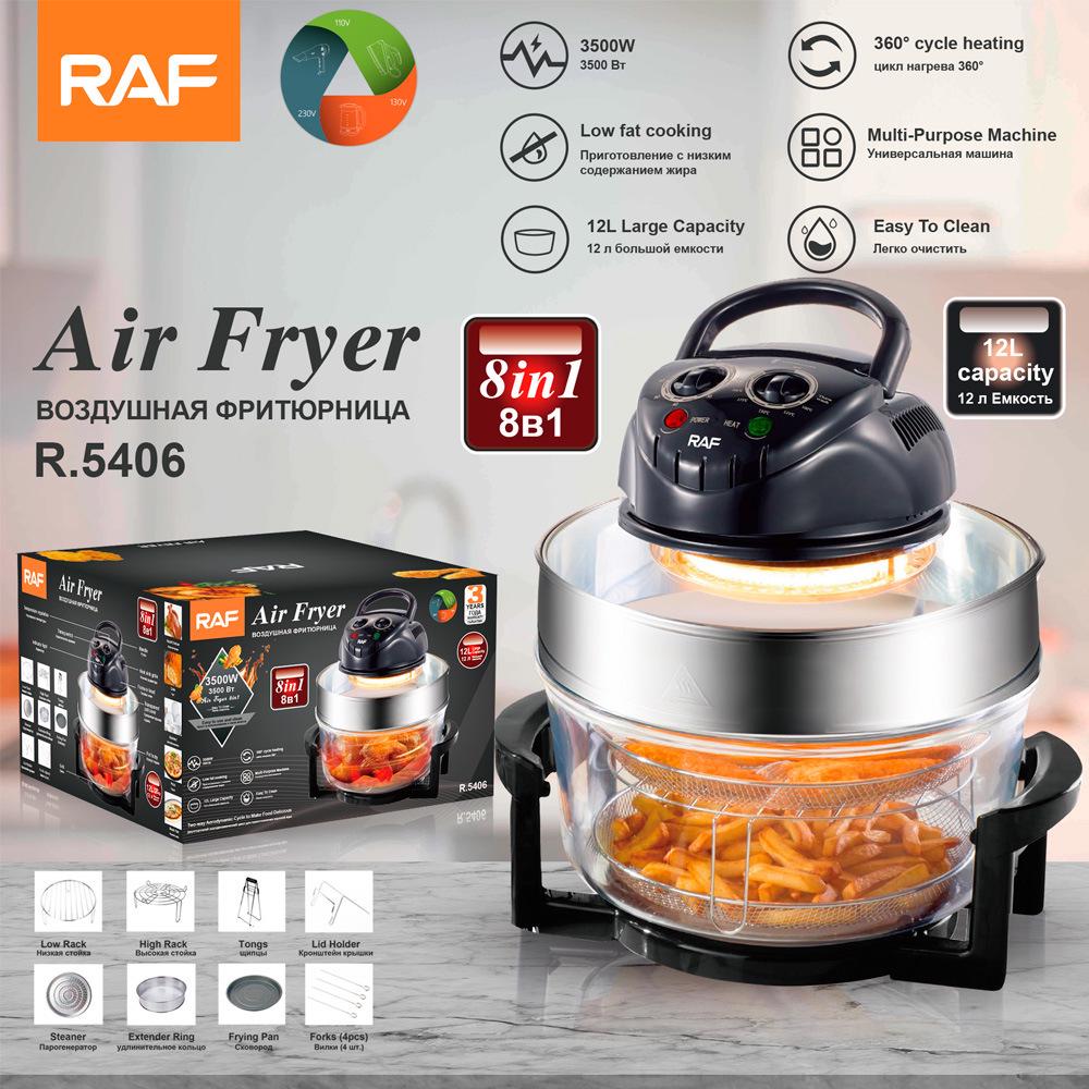 RAF European Multi-Functional Large Capacity Visual Air Fryer - 8-in-1 Electric Glass Fryer