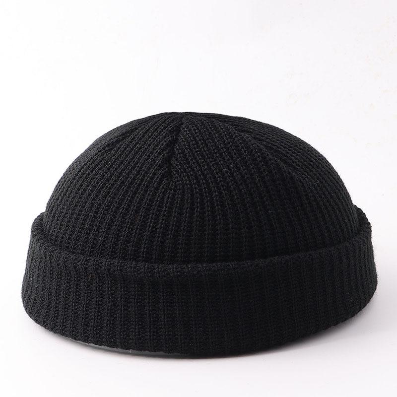 Melon Hat Men's and Women's Trend Autumn and Winter Wool Hat Student Fashion Flanged Yuppie Cold Hat Women's Brimless Knitting